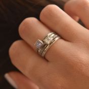 Bague Carina Martelée. Pierre Carrée [Argent 925]