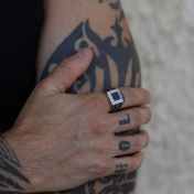 Elijah Black Onyx Signet Men Ring - Sterling Silver