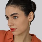  Hoop Earring with Emerald Stones  and Crystals comes with delicate chain in 18 K gold vermeil