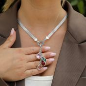 Charms Pioggia Incantata con Pietra di Nascita [Argento 925]