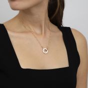 Emma Circle Heart Chain Name Necklace [18K Gold Plated] 