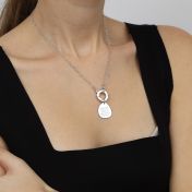 Emma Circle Heart Chain Name Necklace [Sterling Silver]