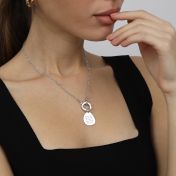 Emma Circle Heart Chain Name Necklace [Sterling Silver]