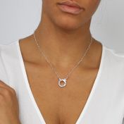 Emma Circle Heart Chain Name Necklace [Sterling Silver]