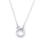 Emma Circle Heart Chain Name Necklace [Sterling Silver]