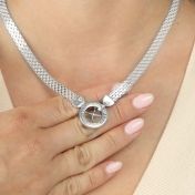 Emma Kompass Kette mit Gravur [Sterlingsilber]