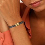 Bracciale Emma a Spina di Pesce con Nome [Argento scuro / Placcato Oro 18kt]