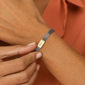 Bracciale Emma a Spina di Pesce con Nome [Argento scuro / Placcato Oro 18kt]