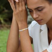 Milanese Chain Engraved Bracelet with 14K Gold names