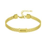 Pulsera de Cadena Milanesa con Nombre y Diamante [Oro Vermeil de 18K]
