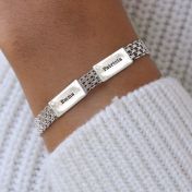 Bracciale Emma a Spina di Pesce con Nome e Diamante [Argento 925]