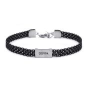 Milanese Chain Name Bracelet [Dark Sterling Silver]