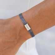 Milanese Chain Name Bracelet [Dark Sterling Silver]