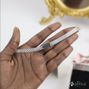 Pulsera de Cadena Milanesa con Nombre y Diamante [Plata de Ley]