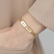 Pulsera Emma Herringbone con Nombre [Oro Vermeil de 18K]