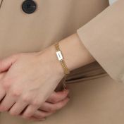 Pulsera Emma Herringbone con Nombre [Oro Vermeil de 18K]