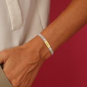 Milanese Chain Engraved Bracelet with 14K Gold names