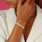 Milanese Chain Engraved Bracelet with 14K Gold names