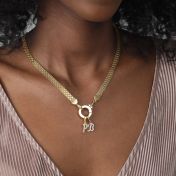 Emma Initial Charm With Crystals [18K Gold Plated]