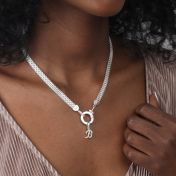 Emma Initial Charm With Crystals [Sterling Silver]