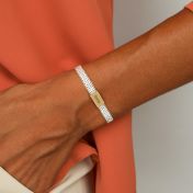 Milanese Chain Engraved Bracelet with 14K Gold names