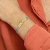 Milanese Chain Engraved Bracelet with 14K Gold names