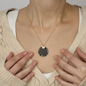 Verzauberter Kreis Namenskette mit Onyx [750er Gold Vermeil]