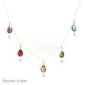 Collier Horizontal Pluie Enchantée avec 5 Pierres de Naissance [Argent 925]