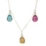 Collana Pioggia Incantata con Pietra di Nascita Orizzontale [Argento 925]