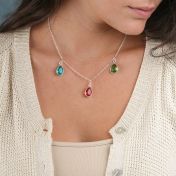 Collana Pioggia Incantata con Pietra di Nascita Orizzontale [Argento 925]