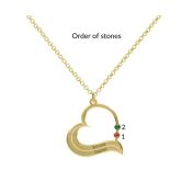 Resilient Heart Name and Birthstone Necklace [18K Gold Plated] 