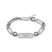 Bracelet Barre Gravée à Chaîne Amy [Argent 925]