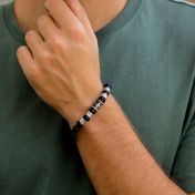 Schwarzes Kreuz Herrenarmband aus Onyx mit Gravur