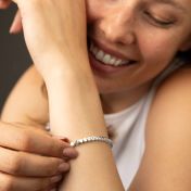 Mia Tennis Heart Initials Bracelet with Gemstones [Sterling Silver]