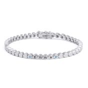 Mia Tennis Heart Initials Bracelet with Gemstones [Sterling Silver]