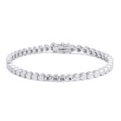 Mia Tennis Heart Initials Bracelet with Diamonds [Sterling Silver]
