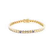Mia Tennis Hexagon Initials Bracelet with Gemstones [18K Gold Vermeil]