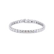 Mia Tennis Cube Initials Bracelet with Diamonds [Sterling Silver]