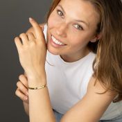  Mia Tennis Square Engraved Bracelet with Diamonds [18K Gold Plated]