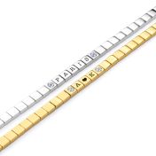  Mia Tennis Square Engraved Bracelet with Diamonds [18K Gold Plated]