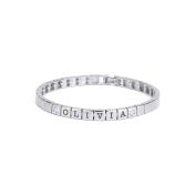 Mia Tennis Square Engraved Bracelet with Diamonds [Sterling Silver]