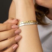 Mia Tennis Square Engraved Bracelet [Sterling Silver]