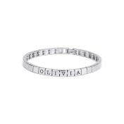 Mia Tennis Square Engraved Bracelet [Sterling Silver]
