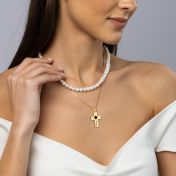 Engraved Cross Necklace with Nano Bible [18K Gold Plated]