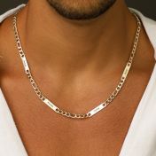 Figaro Chain Men Name Necklace - 18K Gold Plated