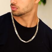 Figaro Chain Men Name Necklace - 18K Gold Plated