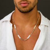 Figaro Chain Men Name Necklace - 18K Gold Plated
