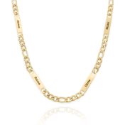 Figaro Chain Men Name Necklace - 18K Gold Plated