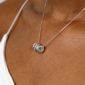 Collana con Ciondoli Famigliari - Cristalli Neri [Argento 925]