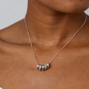 Family Charms Name Necklace - White Crystals [Sterling Silver]